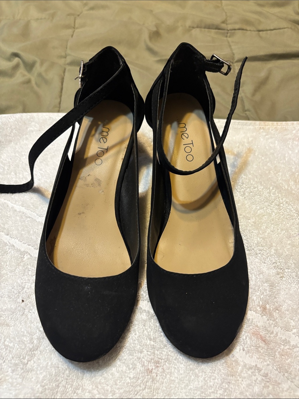me too Black Ankle-Strap Heels